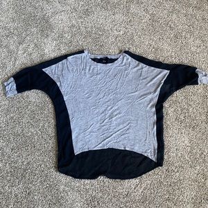 Forever 21 3/4 sleeve grey tee blouse with black sheer back